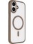 iPhone 17 Kılıf Wireless Şarj Özellikli Zore Krom M-Safe Silikon Kapak - Siyah 7