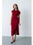 Kadın Bordo Toka Detay Midi Davet Elbisesi 1