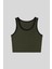 Haki Basic Sıfır Kol Dar Kalıp U Yaka Kadın Crop Top Atlet - 97162 11
