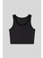 Antrasit Basic Sıfır Kol Dar Kalıp U Yaka Kadın Crop Top Atlet - 97162 11