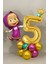 5 Yaş Lisanslı Büyük Boy Maşa ile Koca Ayı Balon Seti Maşa Balon Doğum Günü Gold Rakam Balon Set 1