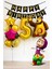 5 Yaş Maşa ve Koca Ayı Altın Rakam Balonlu Doğum Günü Balon Seti Happy Birthday Banner 1