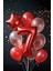 7 Yaş Kırmızı Rakam Balonlu Doğum Günü Parti Seti Kırmızı Renk Balon Kırmızı Pullu Şeffaf Balon 1