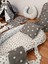 Gri Beyaz Yıldız Oval Yataklı 10 Parça Babynest Seti 3