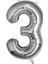 3 Yaş Gümüş Rakam Balonlu Doğum Günü Parti Seti Silver Renk Rakam Krom Balon Happy Birthday Yazı 5