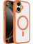 iPhone 17 Kılıf Wireless Şarj Özellikli Zore Krom M-Safe Silikon Kapak - Turuncu 2