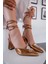 Teldina Parlak Saten Deri Yüksek Topuklu Stiletto Bronz 2