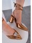 Teldina Parlak Saten Deri Yüksek Topuklu Stiletto Bronz 3