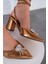 Teldina Parlak Saten Deri Yüksek Topuklu Stiletto Bronz 4