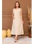 %100 Pamuk Müslin Bağlamalı Midi Elbise 4
