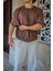 Unisex Kahverengi Oversize Salaş Kesim %100 Pamuk Bisiklet Yaka Basic Tshirt 2