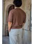 Unisex Kahverengi Oversize Salaş Kesim %100 Pamuk Bisiklet Yaka Basic Tshirt 3