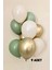Krom Gold Parlak Küf Yeşili ve Pastel Beyaz Renk Balon 9 Adet 1