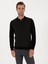 Erkek Siyah Slim Fit Pamuk Karışımlı Fermuarlı Polo Yaka Triko Kazak 50318948-VR046 8