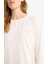 Pijama Takımı Regular Fit Uuzn Kollu Üst Kareli Uzun Alt-Fall in Love G0225AX25AU 5