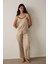 Bej Concept Dantelli Saten V Yaka Ayarlanabilir Askılı Pijama Takımı 1