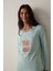 Mint Ent Scarf Bisiklet Yaka Uzun Kollu Slogan Baskılı Pijama Takımı 3
