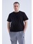 Siyah Basic Kısa Kol O Yaka Büyük Beden Erkek T-Shirt - 88072 3