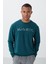 Zümrüt Yazı Nakışlı O Yaka Rahat Form Erkek Sweatshirt - 88020 5