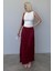 Bordo Kırışık Desen Kadın Saten Etek MG2468 2