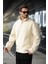 Ekru Yarım Fermuarlı Dik Yaka Polar Sweatshirt E7165 1