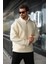 Ekru Yarım Fermuarlı Dik Yaka Polar Sweatshirt E7165 3