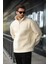 Ekru Yarım Fermuarlı Dik Yaka Polar Sweatshirt E7165 4