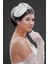 Çiçek Detaylı Beyaz Nikah Kepi – File Duvaklı Gelin Aksesuarı 1