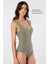 Türen Kadın Lazer Kesim Pamuklu Çıtçıtlı Body 905/YEŞIL 2