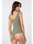 Türen Kadın Lazer Kesim Pamuklu Çıtçıtlı Body 905/YEŞIL 3