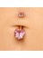 Çift Pembe Kalp Zirkon Taşlı Cerrahi Çelik Göbek Piercing - Bar Uzunluğu 10MM- 1 Adet 7