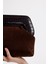 Kadın Acı Kahve Kroko Desen Deri Detaylı Süet Clutch El Çantası 6