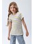 Kız Çocuk Çizgili Fitilli Kısa Kollu T-Shirt Çizgili Renk 1