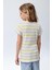 Kız Çocuk Çizgili Fitilli Kısa Kollu T-Shirt Çizgili Renk 2
