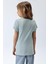Kız Çocuk Fitilli Kısa Kollu T-Shirt Mavi Renk 2