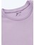 Kız Çocuk Fitilli Kısa Kollu T-Shirt Mor Renk 4
