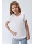 Kız Çocuk Fitilli Kısa Kollu T-Shirt Beyaz Renk 1