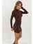 Kadın Bodycon Modal Kumaş Mini Elbise Kestane Kahvesi 13