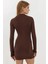 Kadın Bodycon Modal Kumaş Mini Elbise Kestane Kahvesi 15