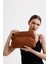 Kadın Taba Deri Detaylı Süet Clutch El Çantası 7