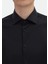 Siyah Düz Slim Fit Dokuma Klasik %100 Pamuk Gömlek 4