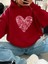 Kalp Fiyonk Baskılı Içi Polarlı Kapüşonlu Sweatshirt 1