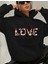Love Yazı Detay Baskılı Içi Polarlı Kapüşonlu Sweatshirt 1