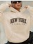 New York Yazı Detay Baskılı Içi Polarlı Kapüşonlu Sweatshirt 1