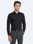 Siyah Düz Slim Fit Dokuma Klasik %100 Pamuk Gömlek 1