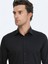 Siyah Düz Slim Fit Dokuma Klasik %100 Pamuk Gömlek 4