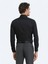 Siyah Düz Slim Fit Dokuma Klasik %100 Pamuk Gömlek 5