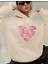 Kalp Fiyonk Baskılı Içi Polarlı Kapüşonlu Sweatshirt 1