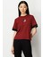 Önü Taşlı Sıfır Yaka Bluz Bordo-Siyah 61331 1