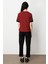 Önü Taşlı Sıfır Yaka Bluz Bordo-Siyah 61331 2